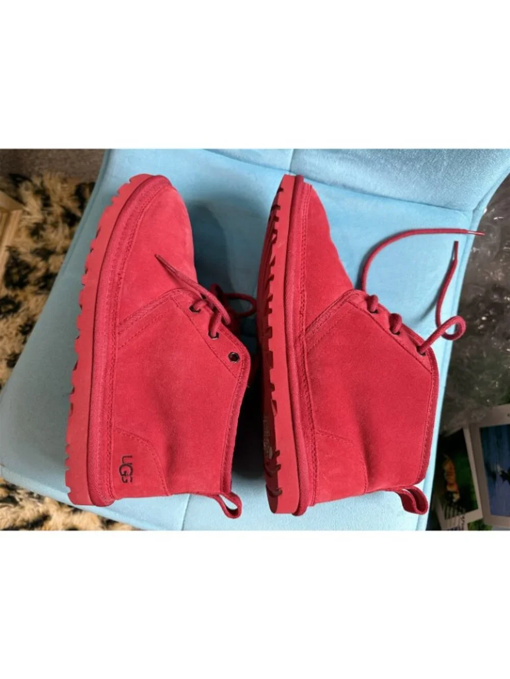 Ugg Men's Neumel Boots Size 9M Red Lace Up Chukka 3236